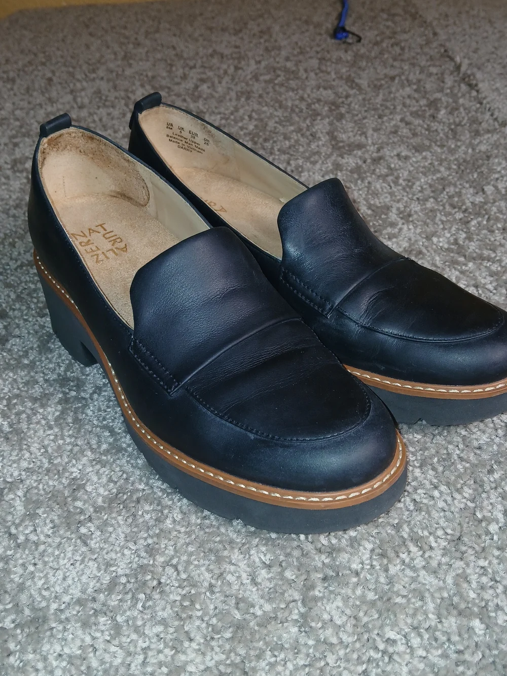 Naturalizer Women's Lug Sole Healed Loafers Shoes Size 8M Black Cabaret‎